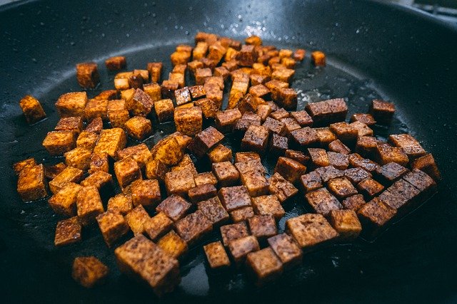 tofu being cooked